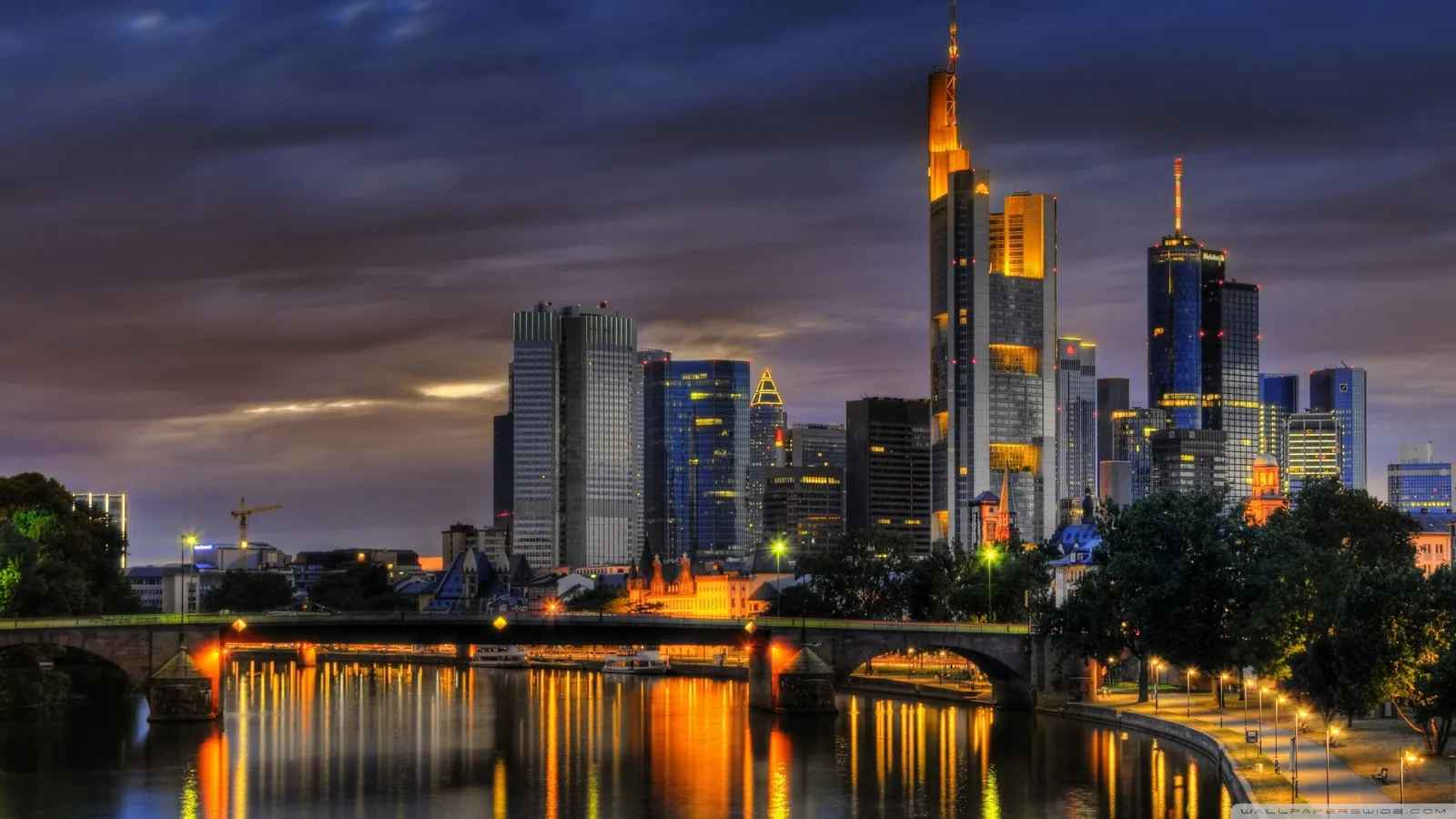 Frankfurt am Main skyline with banking district skyscrapers